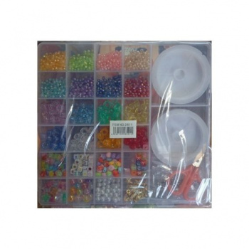 Набор для плетения арт. 285-1-805/285015 Бусины 24 ячейки, 2 лески и аксессуары в кор.