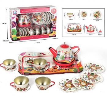 Набор посуды арт. 996-17C Чайный сервиз металл в кор. 25*18*8,5