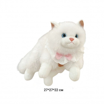 им Кошка арт. DYB-2026-7-2 Белая с воротничком 27 см в пак._