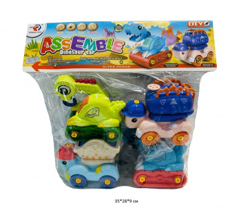 Машина констр. арт. RL589-22D "Дино-строитель" Набор 4 шт. с отверткой в пак.•