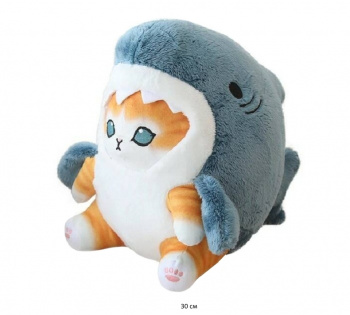 им Кошка арт. 230602-2/HR388-30/19417-209 Рыжая в костюме акулы 30 см в пак.)