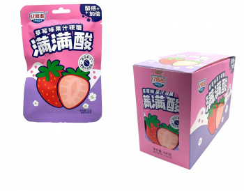 Конфета арт. 640039-6 Кислая шипучка "Клубника" 22 г 30 шт. в кор.;