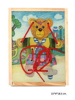 Деревянная игрушка арт. 93-18 Шнуровка "Медведь" в пленке_/96 шт./