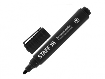 кс_Маркер перманентный арт. 152174 STAFF "Basic Budget PM-125" ЧЕРНЫЙ круглый наконечник 3 мм