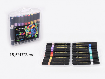 кц_Маркеры арт. YL245111-18 Акриловые 18 шт. в прозрачном кейсе кц_Маркеры арт. YL245111-18 Акриловые 18 шт. в прозрачном кейсе