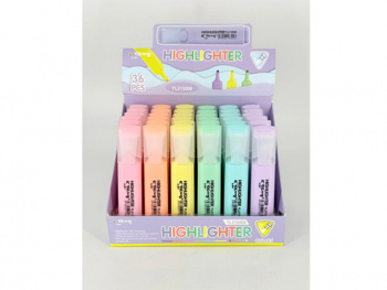 кц_Текстовыделитель арт. YL215006 Пастельные цвета микс, линия 1-5 мм (36 шт.) шоубокс