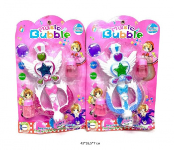 Генератор арт. 5708 Волшебная палочка со звездой муз. свет и мыльные пузыри на листе_