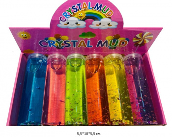 Лизун арт. RF-234 Прозрачный с блестками, шариками колба (6 шт.) шоубокс•