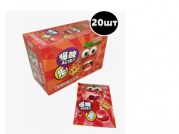 Конфета арт. 950185-4/950178-4 Кислая "Клубника" 24 г 20 шт. в красной кор.,;