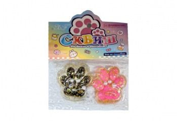 Антистресс арт. JJ276-209 Лапка прозр конфетти,бусины набор 2 шт. мальтоза (20 шт.) в пак.