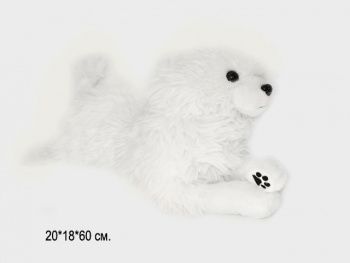 им Собака арт. 18113-1-209 Белая пушистая лежит черные следы 60*20 см в пак.