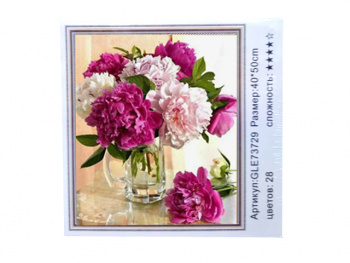 Алмазная мозаика арт. GLE73729 Букет пионов 40*50 полная выкладка на подрамнике