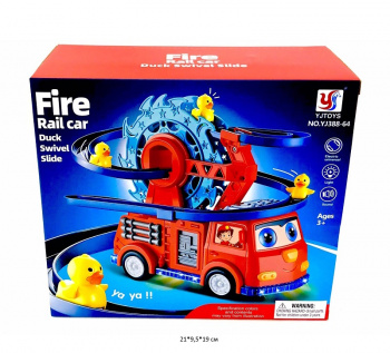 Машина на батар. арт. YJ388-64 Пожарная "Утиная карусель" свет, звук в кор._